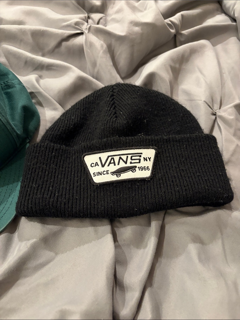 Vans Green Baseball Cap and Black Knit Beanie Set - Picture 2 of 4